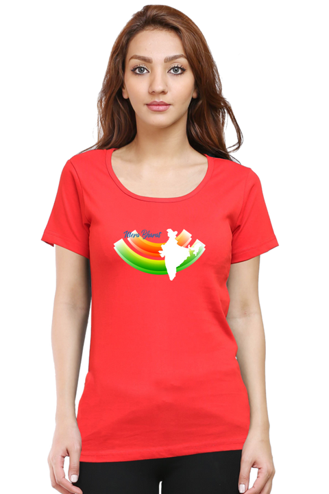 India in Rainbow Colours T-Shirt for Women - Red