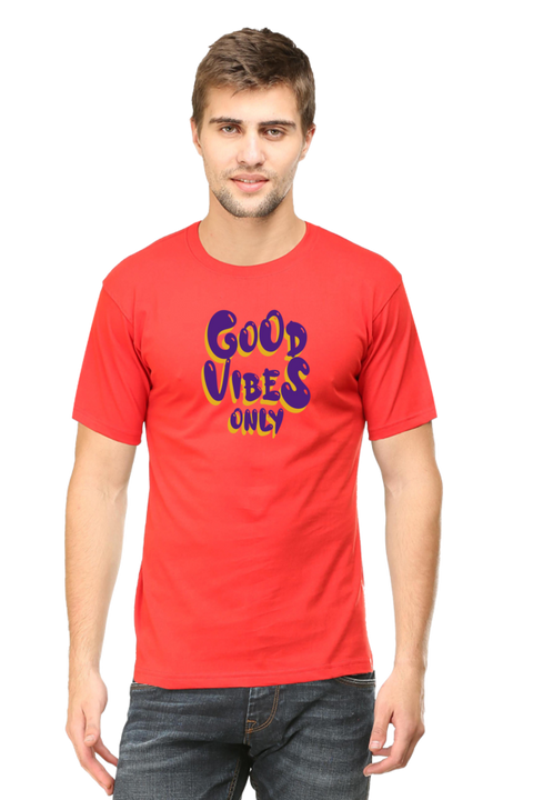 Good Vibes Only Red T-shirt for Men
