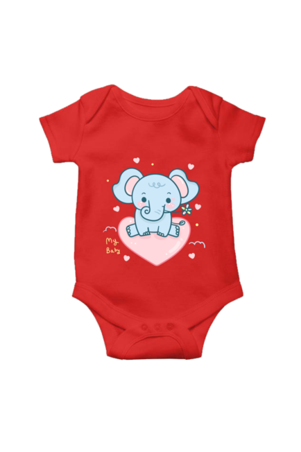 Baby Elephant on the Heart Red Rompers for Baby