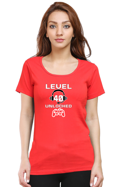 Level 40 Unlocked T-Shirt for Women - Red