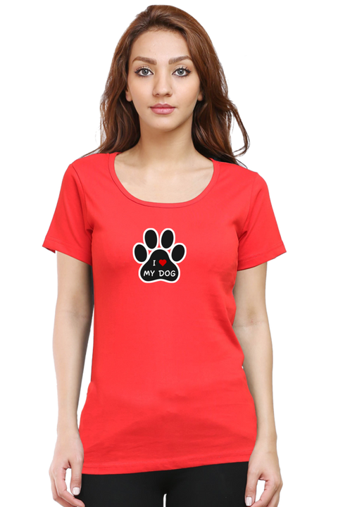 I Love My Dog Red T-shirt for Women