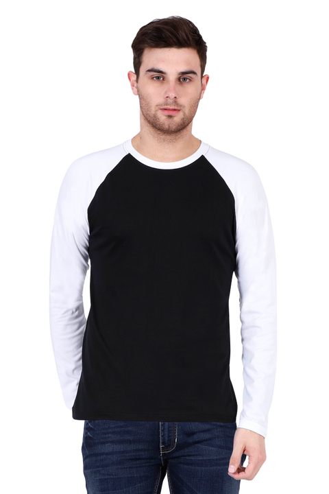 Plain White Black Raglan T-Shirt for Men