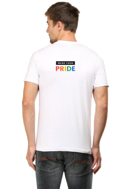 White LGBT Double Side Printed T-Shirt for Men back