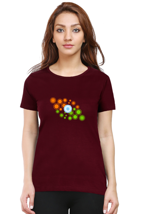 Indian Bubbles T-Shirt for Women - Maroon