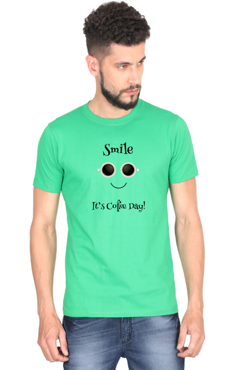 Smile Its Coffee Day T-shirt for Men - Flag Green