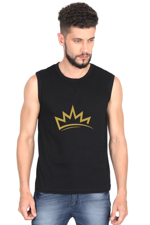 The Crown Prince Sleeveless Black Gym Vest for Men