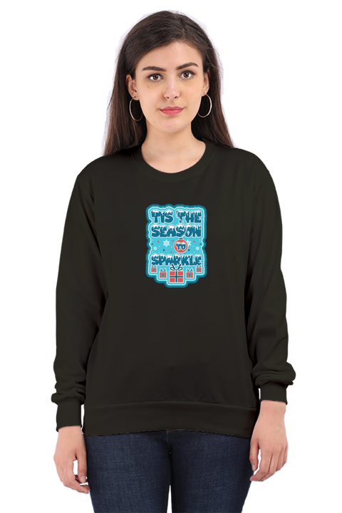Season to Sparkle Black Sweatshirt for Women