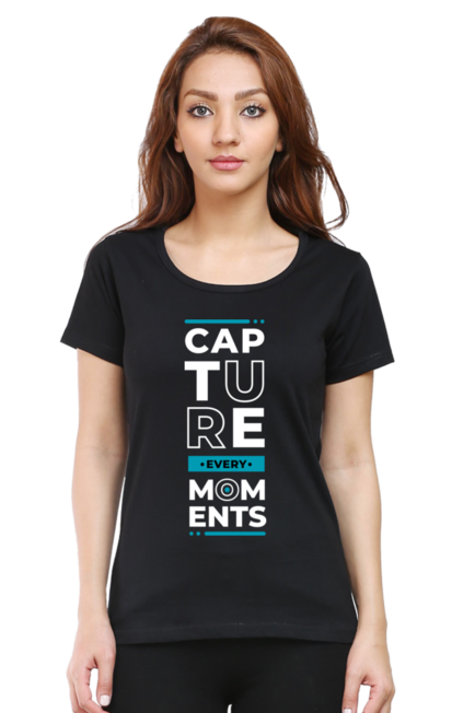 Capture Every Moment Black T-Shirt for Women