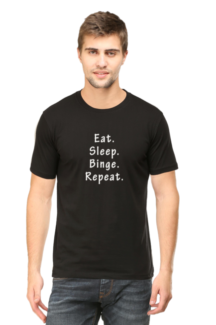 Black Eat, Sleep, Binge, Respect T-Shirt for Men