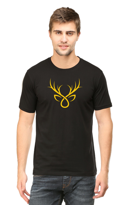 Golden Antlers Black T-shirt for Men