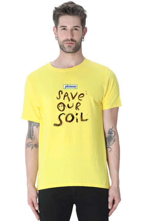 Save Our Soil T-shirt for Men - New Yellow