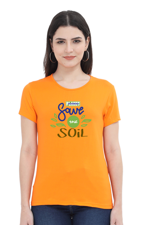 Save The Soil T-shirt for Women - Orange