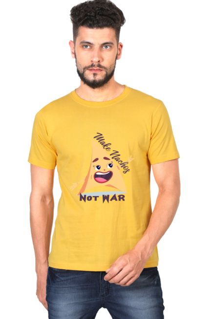 Make Nachos Not War Golden Yellow T-Shirt for Men