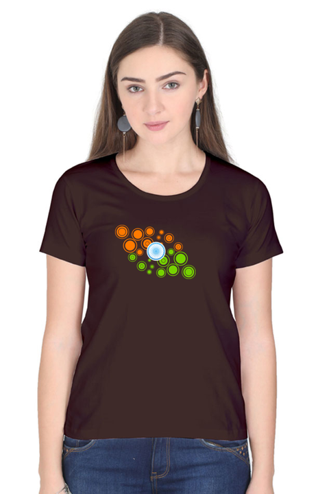 Indian Bubbles T-Shirt for Women - Coffee Brown