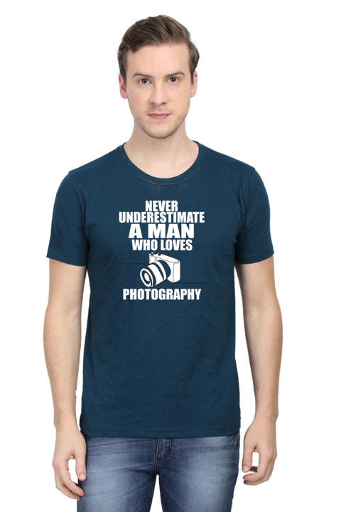 Man Who Loves Photography T-Shirt for Men - Petrol Blue