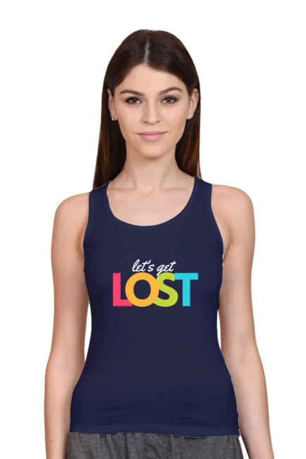 Navy Blue Let's Get Lost Tank Top for Women