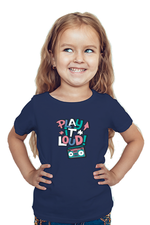 Play it Loud T-Shirt for Girls - Navy Blue