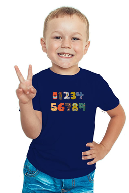 Numbers in English Navy Blue T-Shirt for Baby Boy