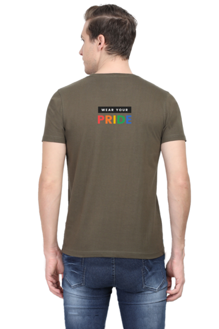 Olive Green LGBT Double Side Printed T-Shirt for Men Back