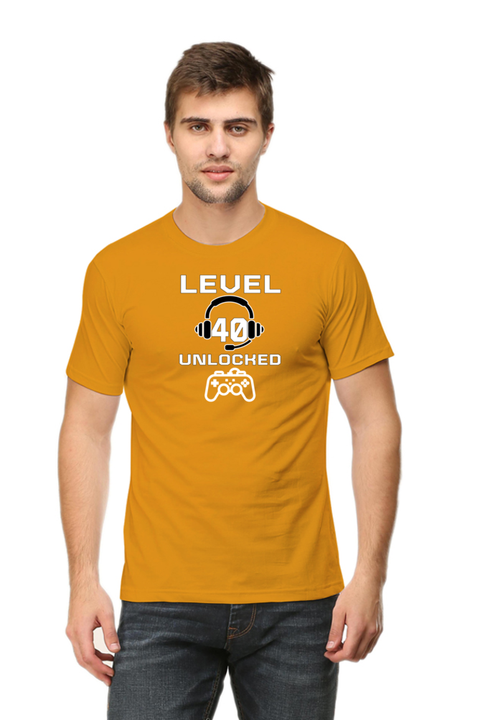 Level 40 Unlocked T-Shirt for Men - Mustard Yellow