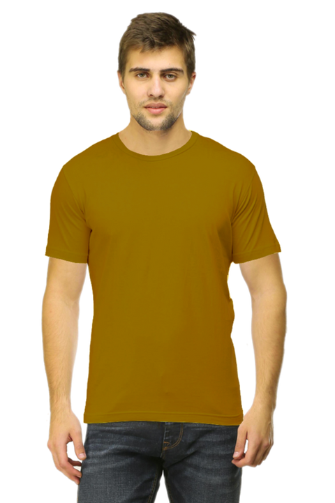 Mustard Yellow Men Plain T-Shirts