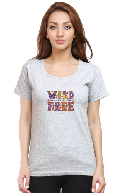 Wild and Free Grey T-Shirt for Women