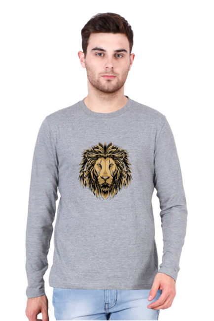 Grey Hydro Lion Men's Full Sleeve T-Shirt