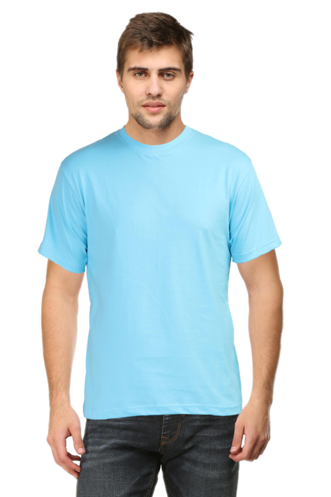 Sky Blue Men Plain T-Shirts