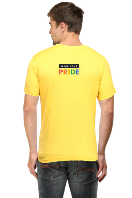 Yellow LGBT Double Side Printed T-Shirt for Men back