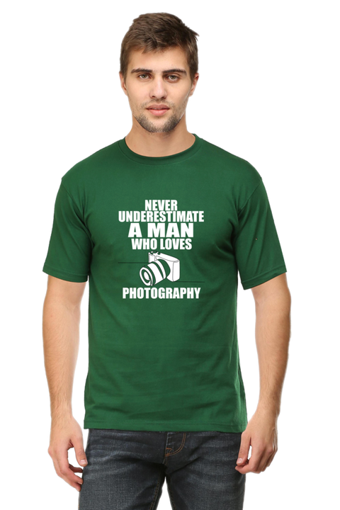 Man Who Loves Photography T-Shirt for Men - Bottle Green
