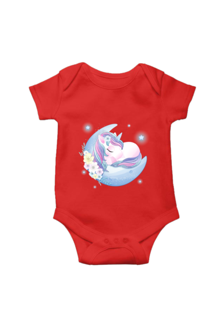 Unicorn on the Moon Red Rompers for Baby