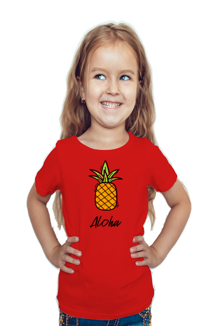 Pineapple Aloha Red T-Shirt for Girl