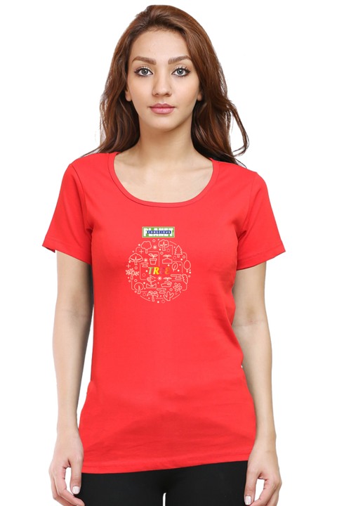 Soil and Tree Cycle T-shirt for Women - Red
