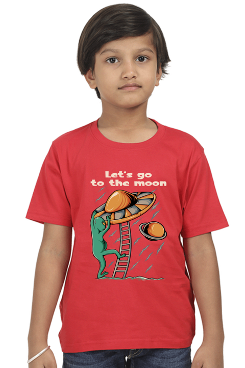 Let's Go to the Moon Red T-Shirt for Boys