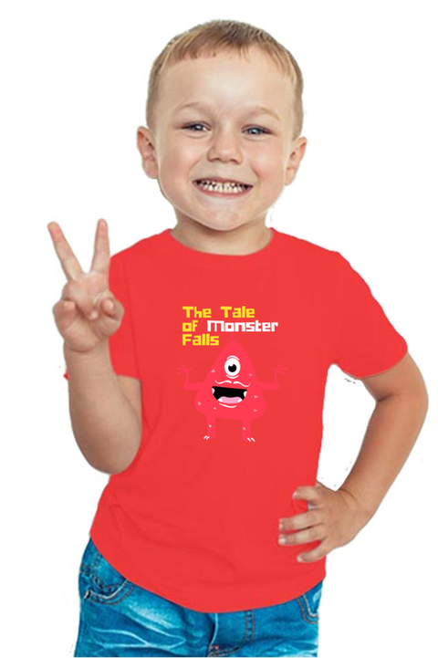 Red Tale of the Monster Falls T-shirt for Boys