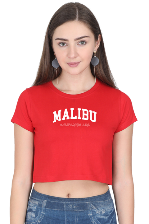 Malibu California Girl Crop Top for Women - Red