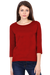 Red Full Sleeve Round Neck T-Shirt for Women