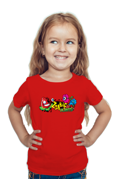 Zombie Plants Halloween Red T-Shirt for Girls