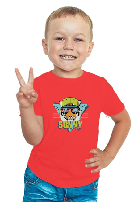 Red Tiger Goggles Boy's T-Shirt for Sunny Days