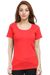 Red Plain Half Sleeves T-Shirt for Women