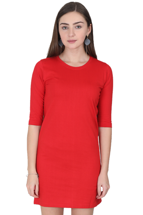 Red Long Cotton T-shirts to Wear with Leggings