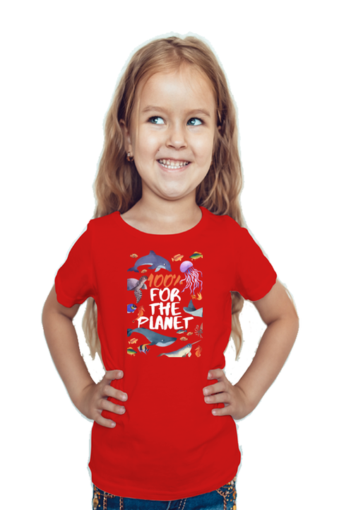 Red 100% for the Planet T-Shirt for Girl
