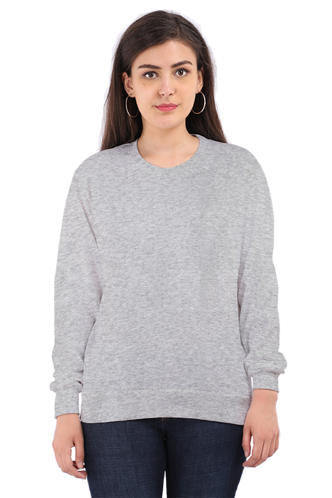 Grey Melange Sweatshirt for Women - Front