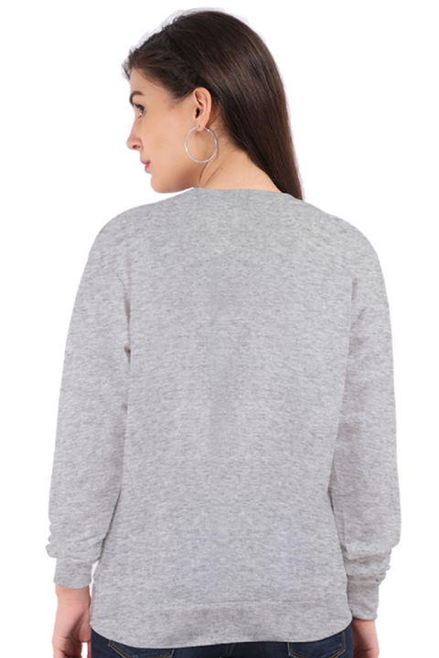 Grey Melange Sweatshirt for Women - Back