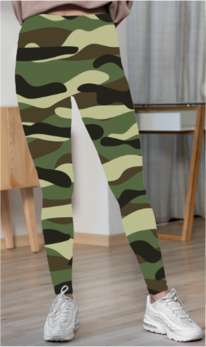 Green Army Camouflage Sports Leggings for Women