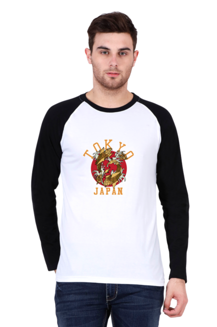 Tokyo Japan White/Black Raglan T-Shirt for Men