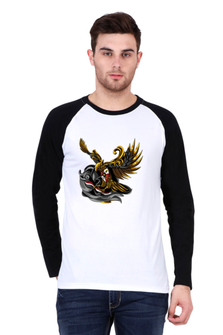 Indonesian Garuda White/Black Raglan T-Shirt for Men
