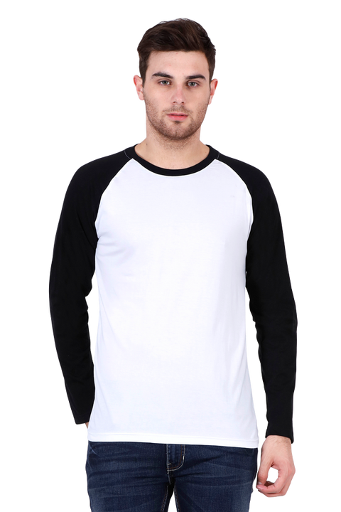 Plain Black White Raglan T-Shirt for Men