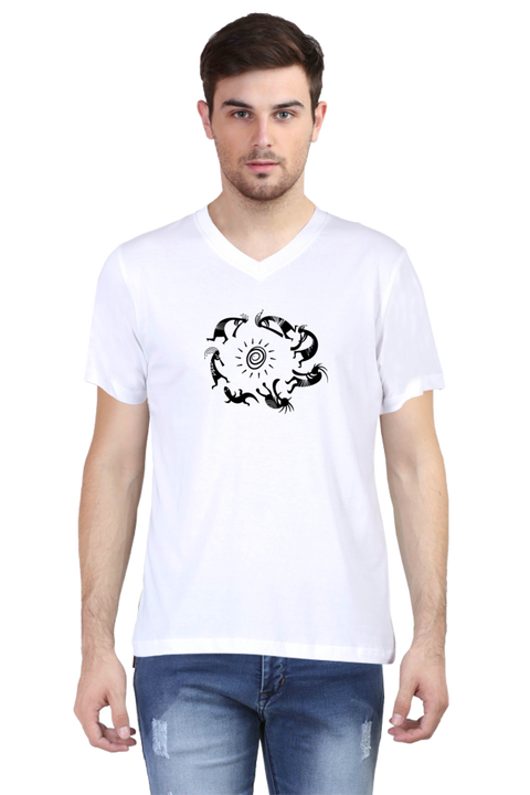 Kokopelli Art V-Neck T-Shirt for Men - White