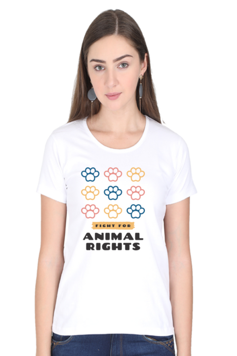 White Fight for Animal Rights T-Shirt for Women